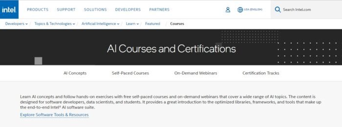 Cours en ligne gratuits Intel avec certificat 2025